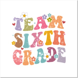 Team Sixth Grade Groovy Back to School Gifts Teacher Student Posters and Art